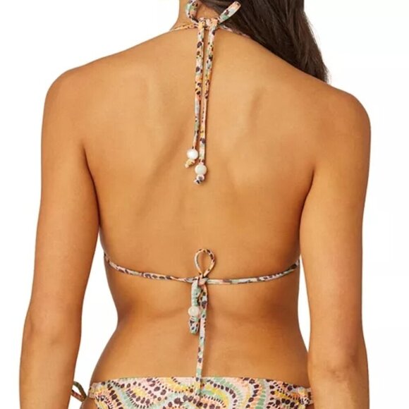 Shoshanna Halter Tie Neck Ring Triangle Bikini Top Size M Multicolor - Picture 2 of 3